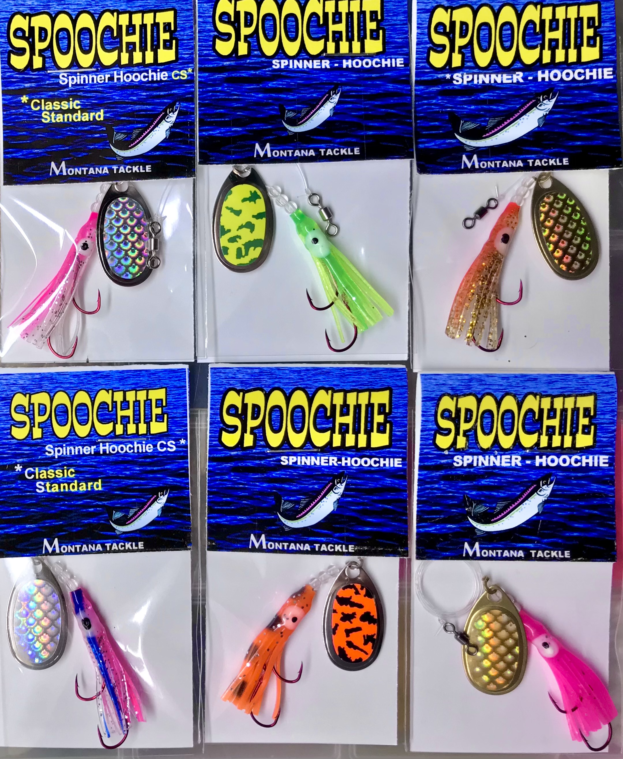 Spinner-Hoochies (6): SPOOCHIE Assortment - Montana Tackle